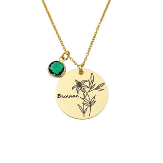 Birth flower birthstone necklace