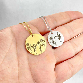 Customized birth flower necklace