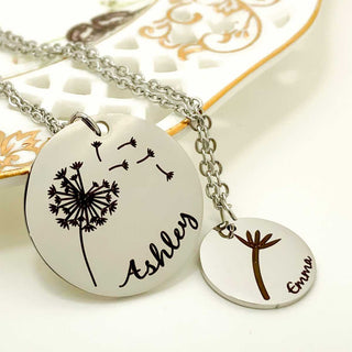 engraved mother daughter necklace set