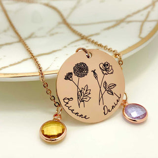 Family bouquet flowers necklace