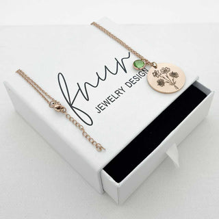 Personalized birth flower bouquet necklace