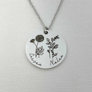 Personalized birth flower necklace