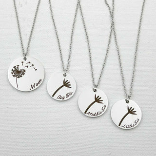 personalized dandelion necklace set