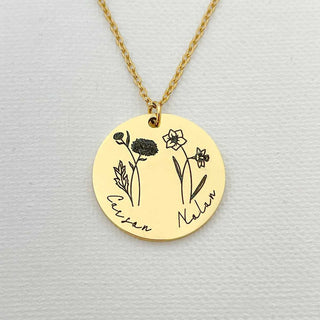 Combined birth flower necklace