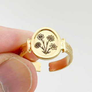 combined birth month flower ring
