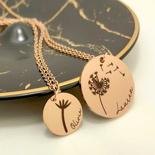 rose gold dandelion necklace